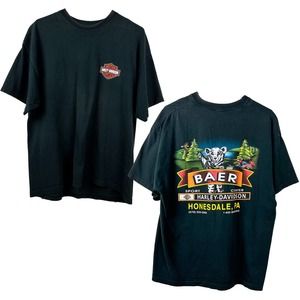Vintage 90’s Harley Davidson Baer Pocket Graphic Biker Black T-shirt Men Size XL